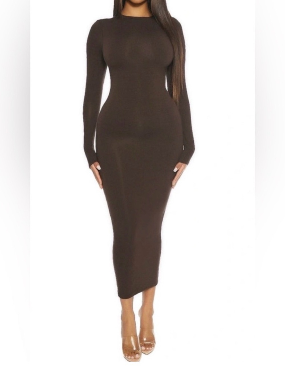 NWT Naked Wardrobe Sculpt Mock Neck Black Long Sleeve Dress S